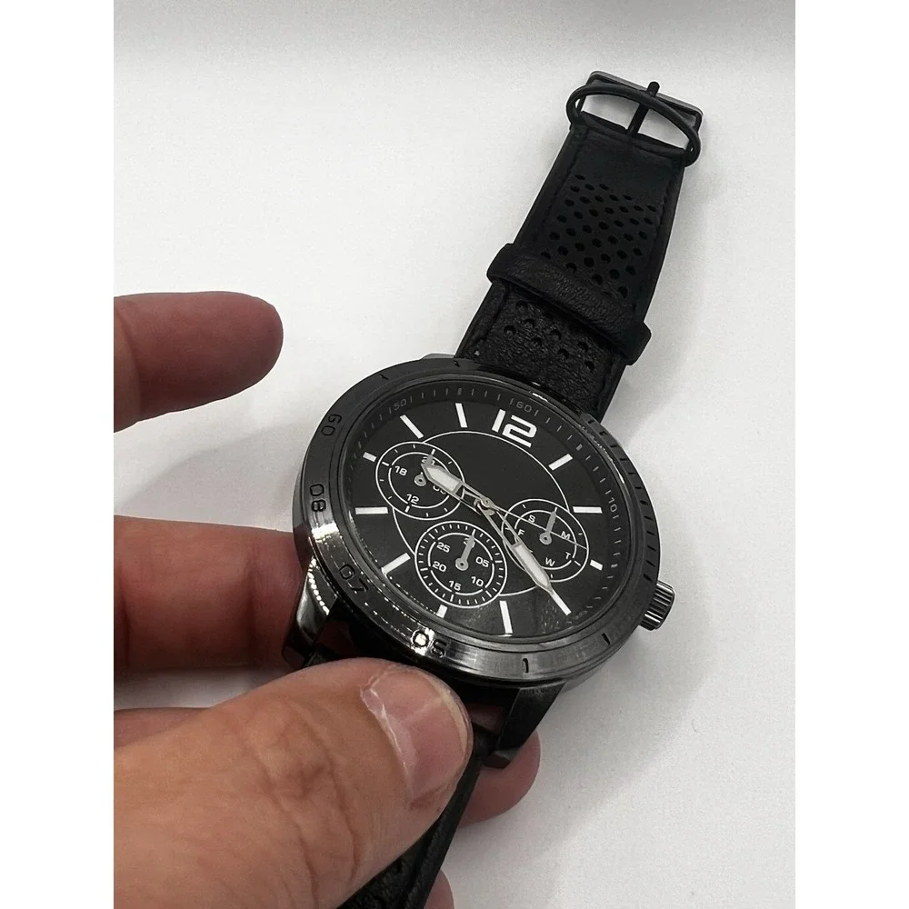 Watch Black W/ Black Band 12hr Dial - NEW Battery